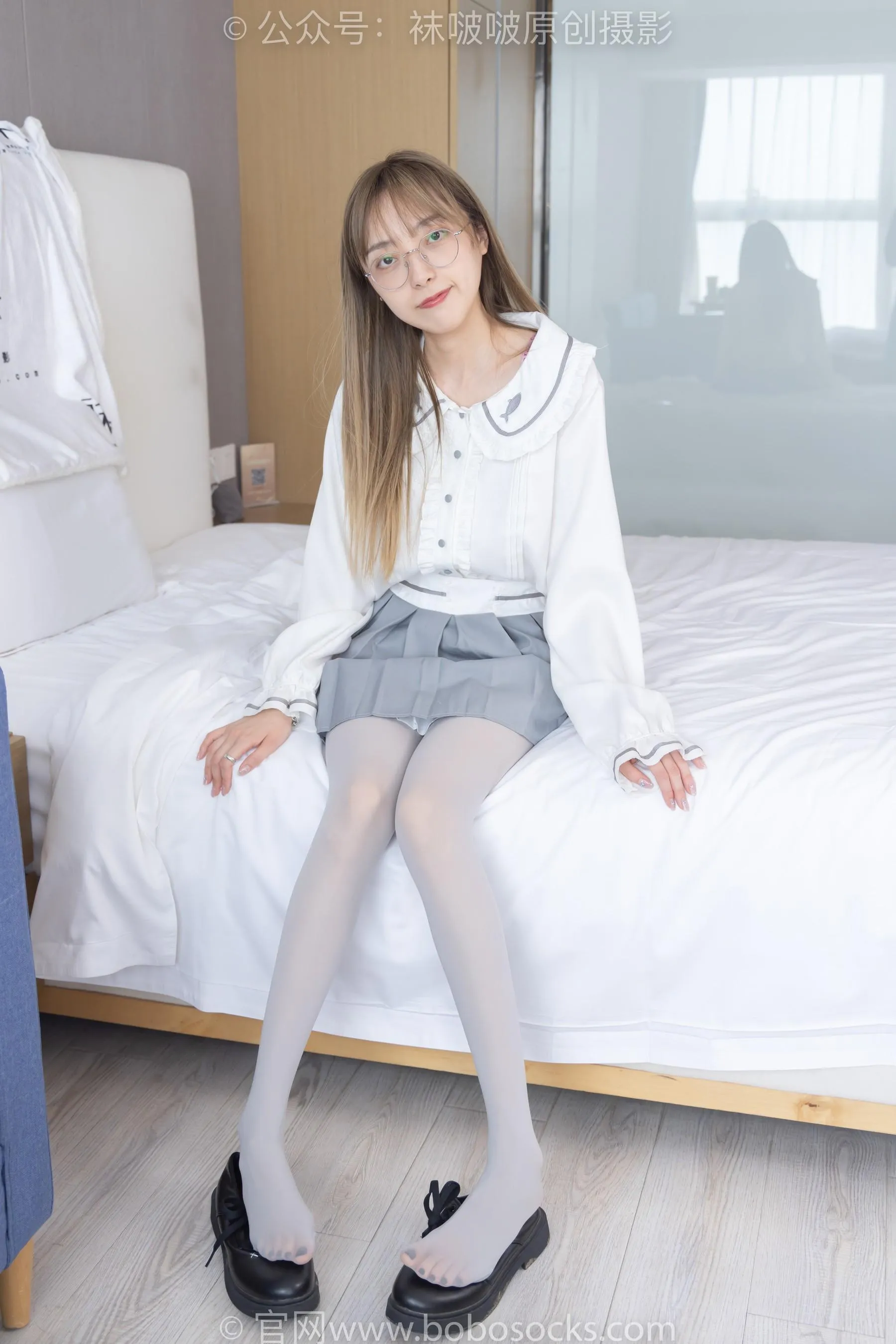 [BoBoSocks袜啵啵]NO.213 稚予-黑皮鞋、厚灰丝[23] [53P]插图6